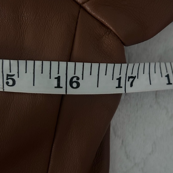 Loft Faux Leather Double Breasted Brown Blazer with Gold Buttons Size 0 NWOT - Picture 5 of 9